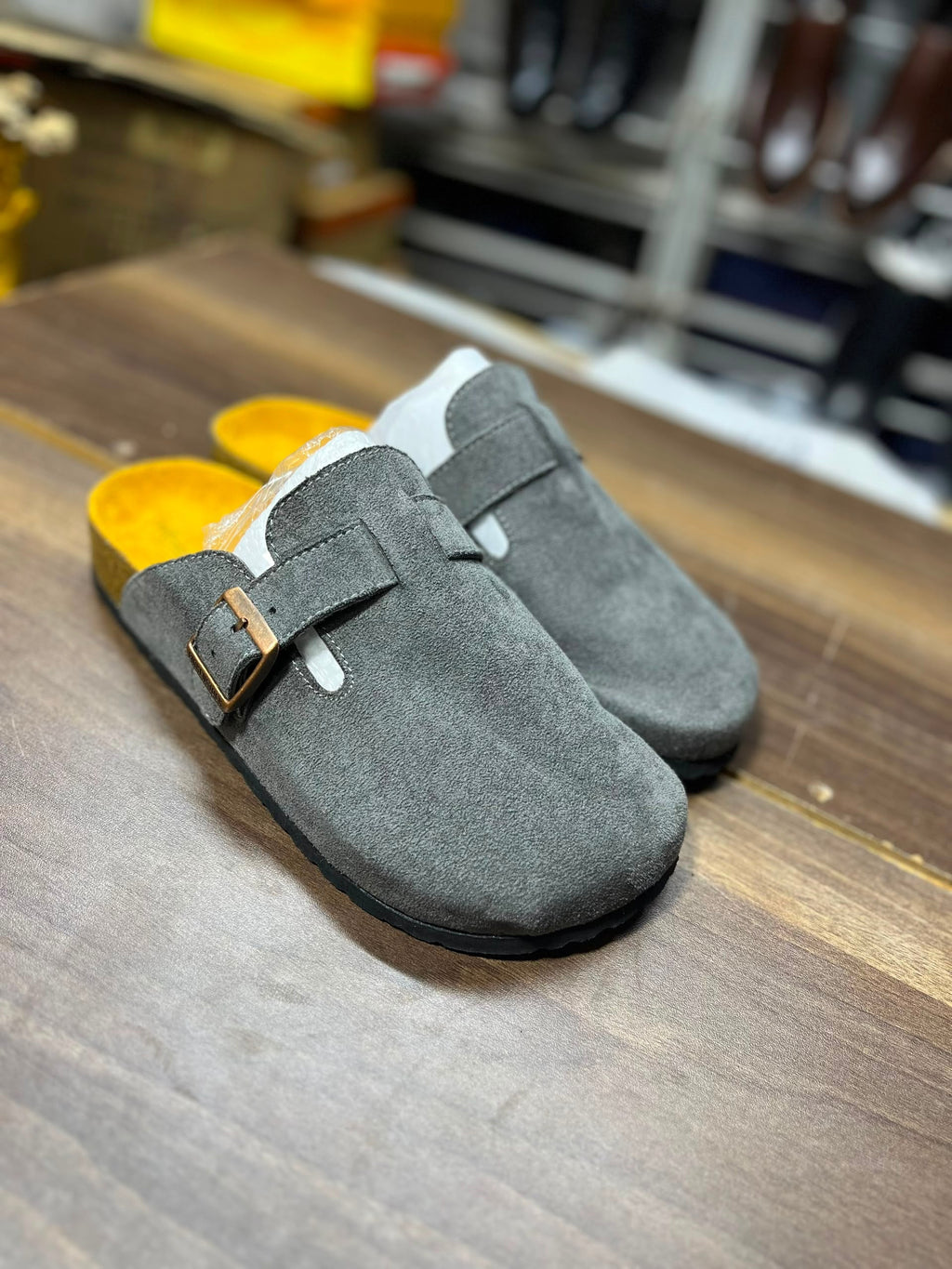 Suede Buckle Mule Clogs