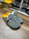 Suede Buckle Mule Clogs