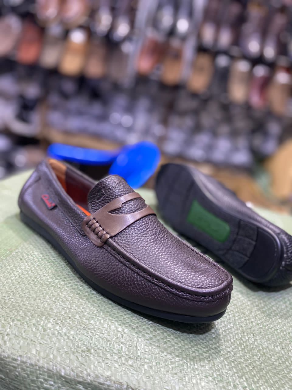Men's Dark Brown Pebbled Leather Penny Loafer