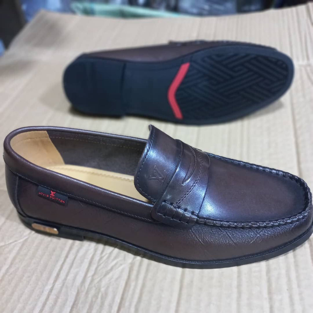 Men's Burgundy Brown Leather Penny Loafer