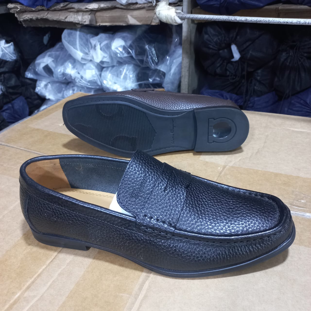 Men's Dark Brown Pebbled Leather Penny Loafer