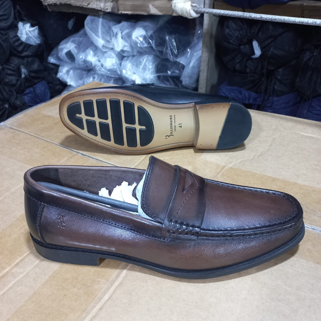 Men's Dark Brown Smooth Leather Penny Loafer