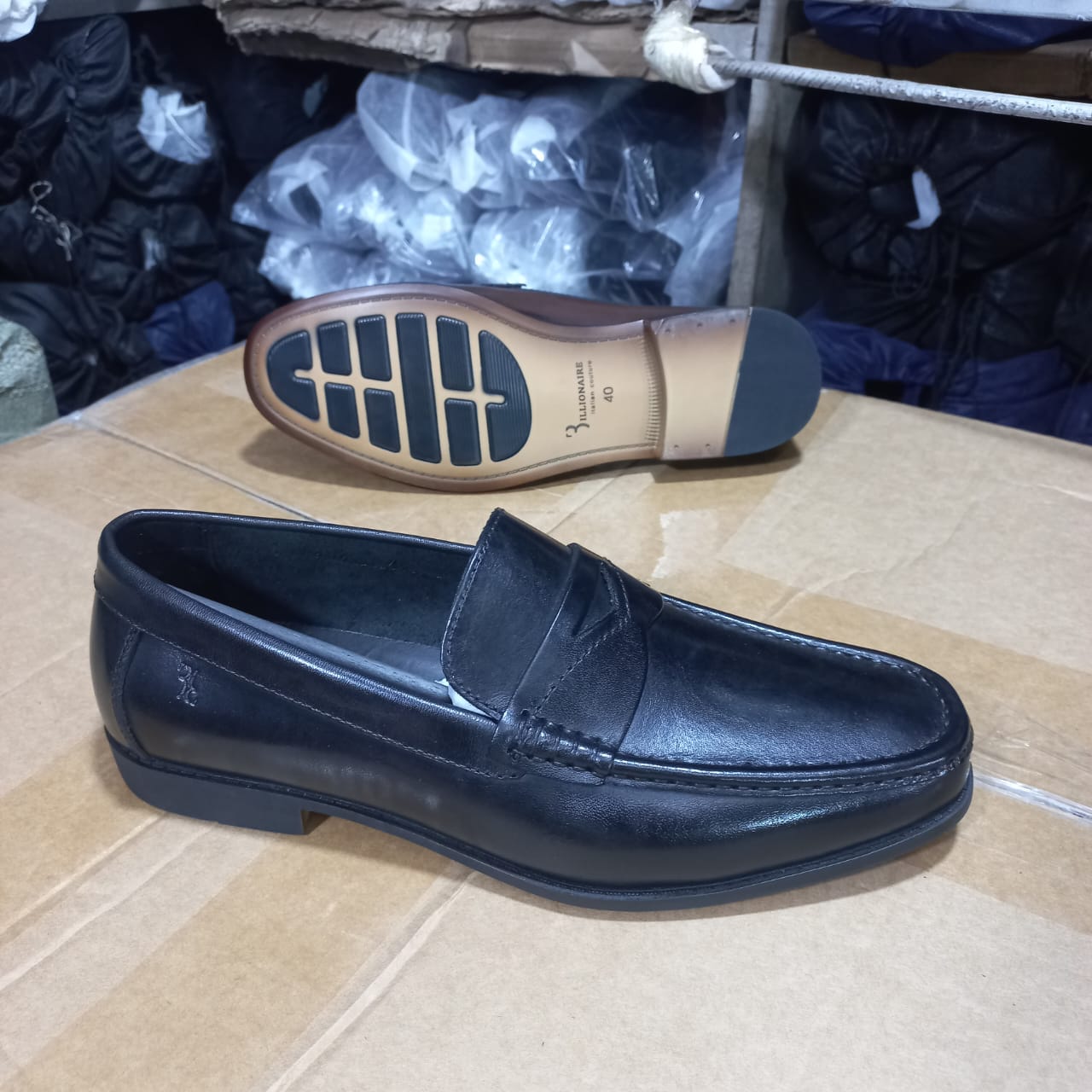Men's Black Smooth Leather Penny Loafer