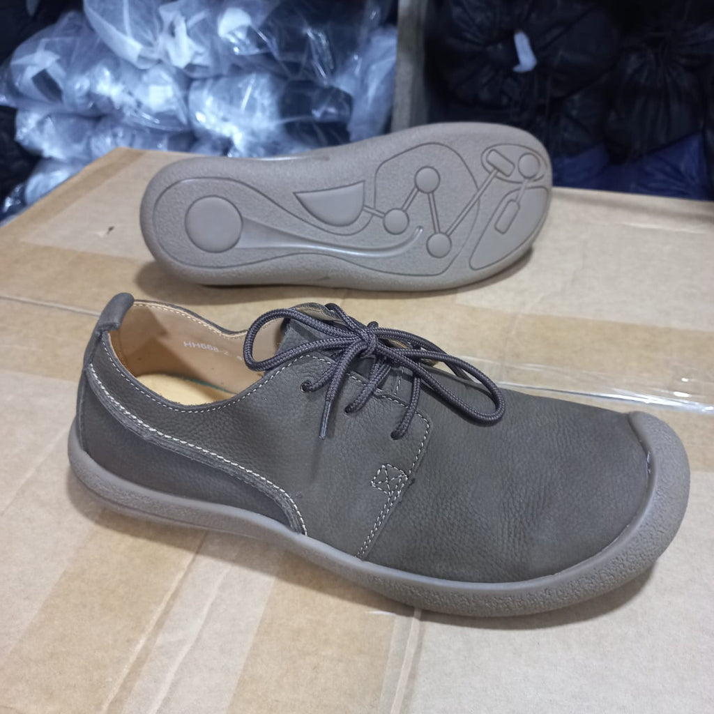 Nubuck Leather Lace-Up Casual Shoe - Grey