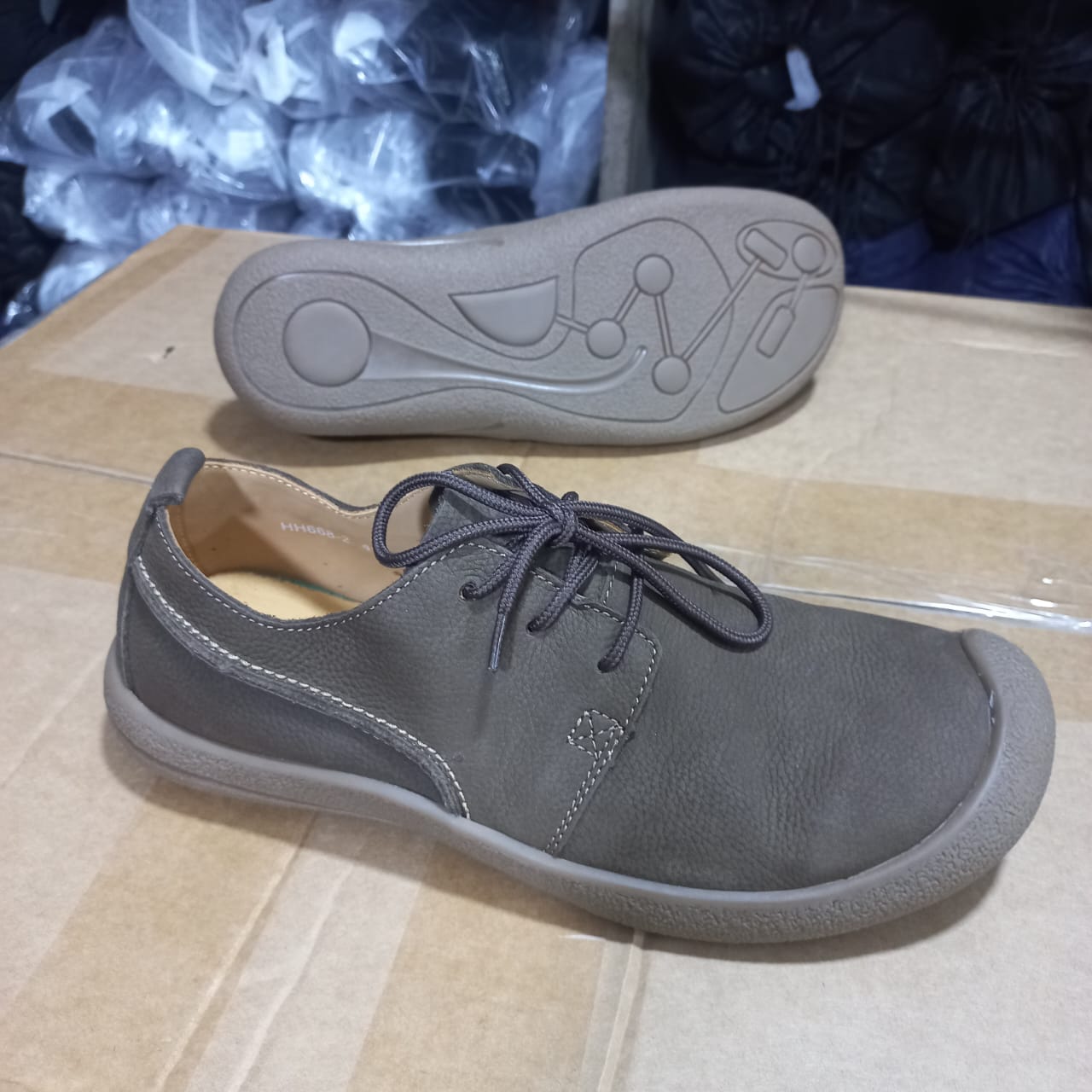 Nubuck Leather Lace-Up Casual Shoe - Grey