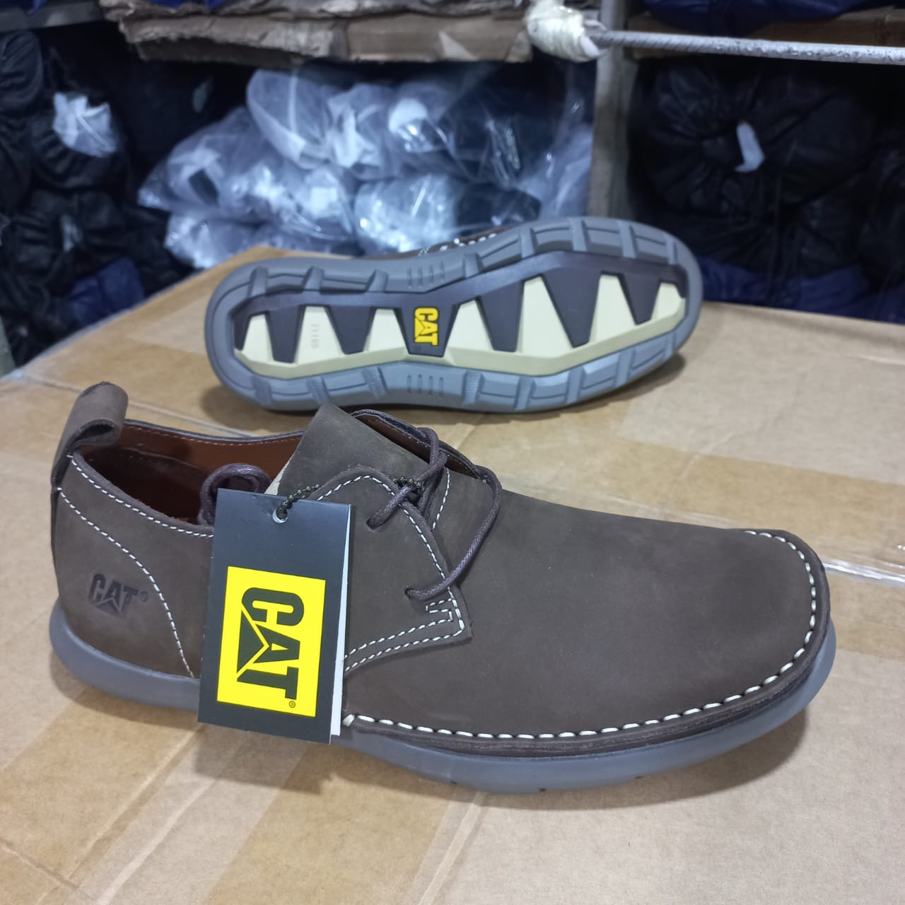 CAT Caterpillar Leather Casual Shoe - Dark Brown