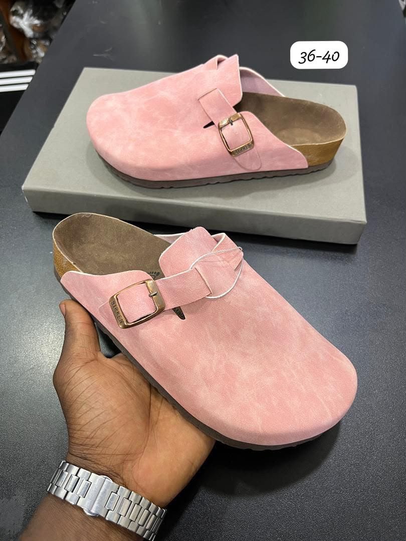 Birkenstock Boston Pink Suede Clog Mules