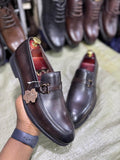 Dark Brown Leather Horsebit Loafer Shoes