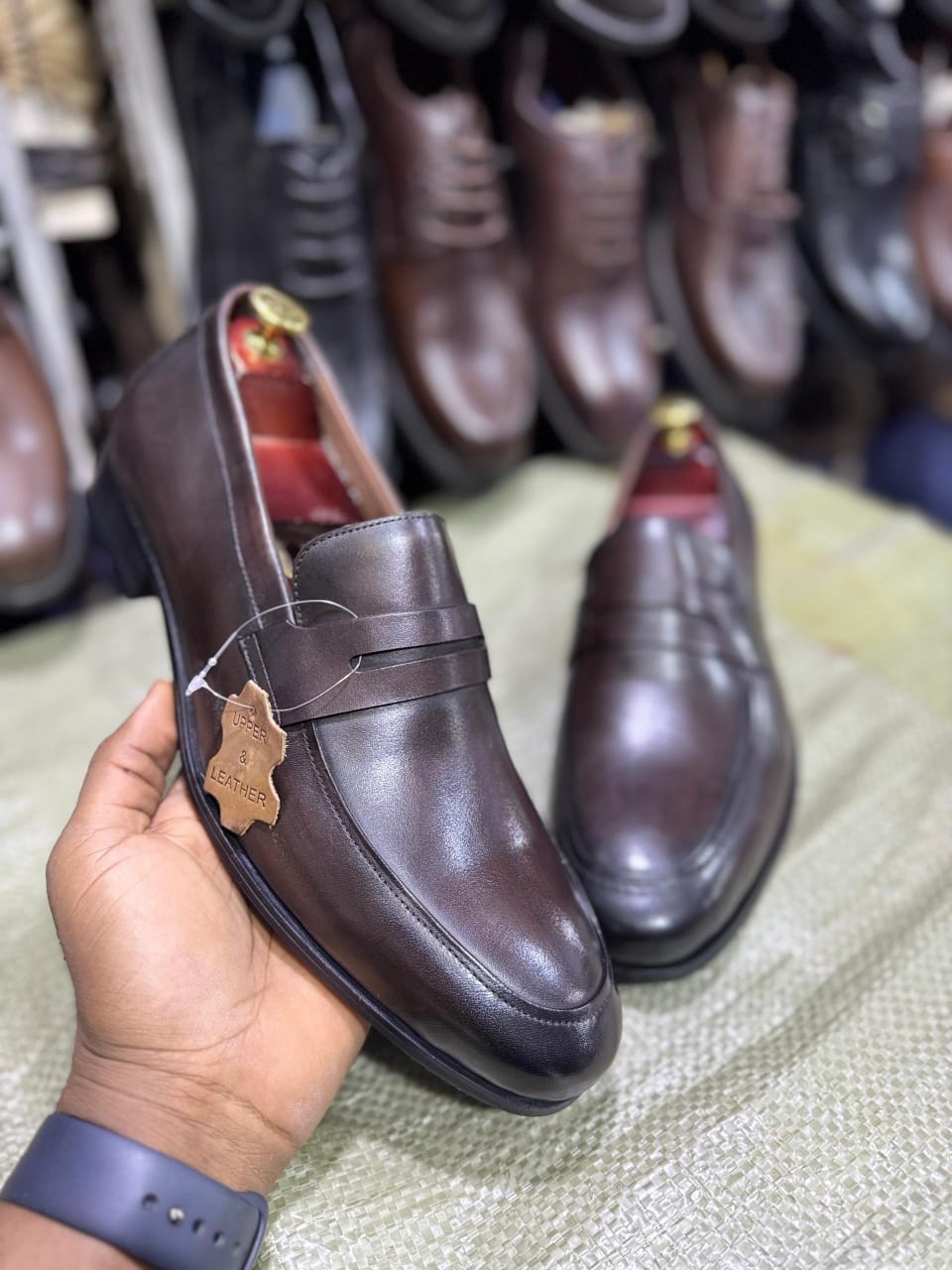 Dark Brown Leather Penny Loafer Shoes
