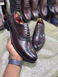 Dark Brown Leather Cap Toe Brogue Oxford Shoes