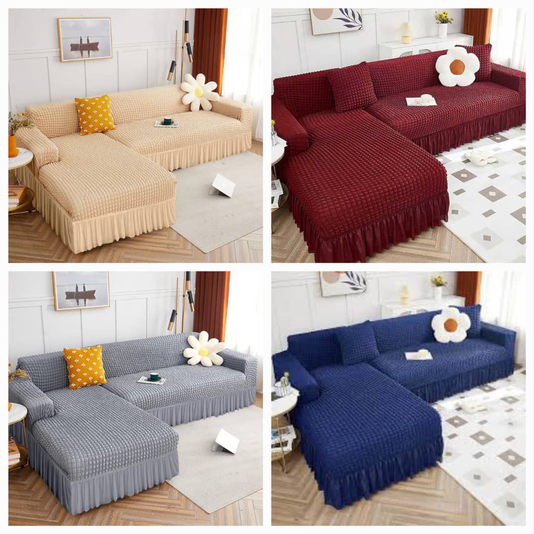 L-Shape Sofa Cover Set – Multiple Colors
