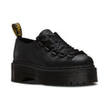 Black Leather Platform Oxford Shoes with Ribbon Bow Laces
