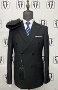 Men's Black Double-Breasted Suit