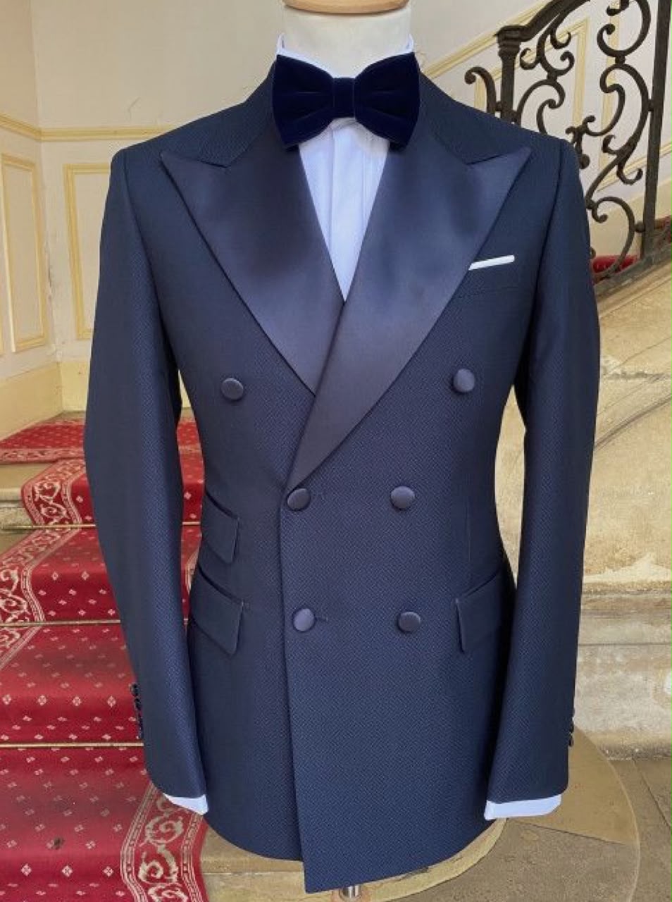 Men's Double-Breasted Tuxedo Suit – Dark Navy