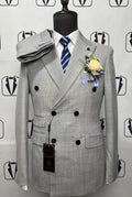 Men's Light Grey Double-Breasted Suit