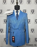 Men's Sky Blue Jacquard Double-Breasted Suit