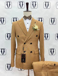 Men's Camel Double-Breasted Suit