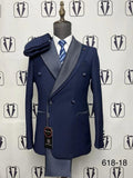 Men's Double-Breasted 2-Piece Suit – Navy Blue (Cotton)