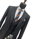 Men's 3-Piece Slim Fit Suit – Charcoal Grey Check