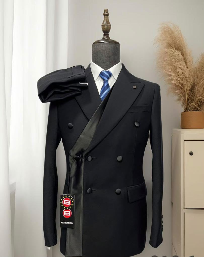 Men's Double-Breasted 2-Piece Suit – Black