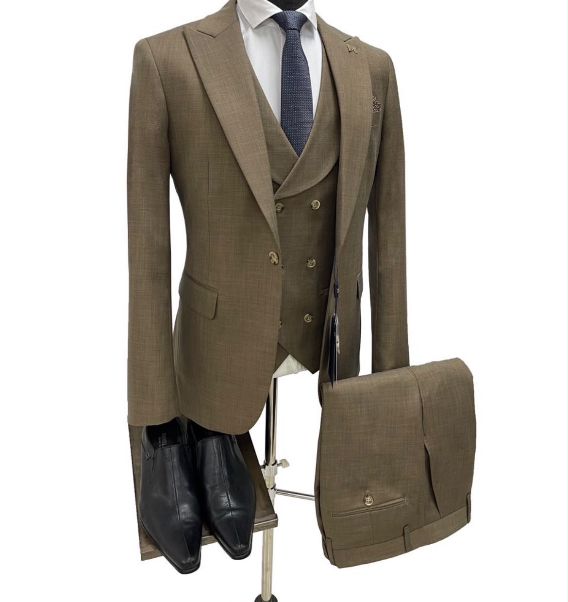 Men's 3-Piece Slim Fit Suit – Camel Brown