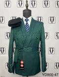 Men's Emerald Green Jacquard Double-Breasted Suit