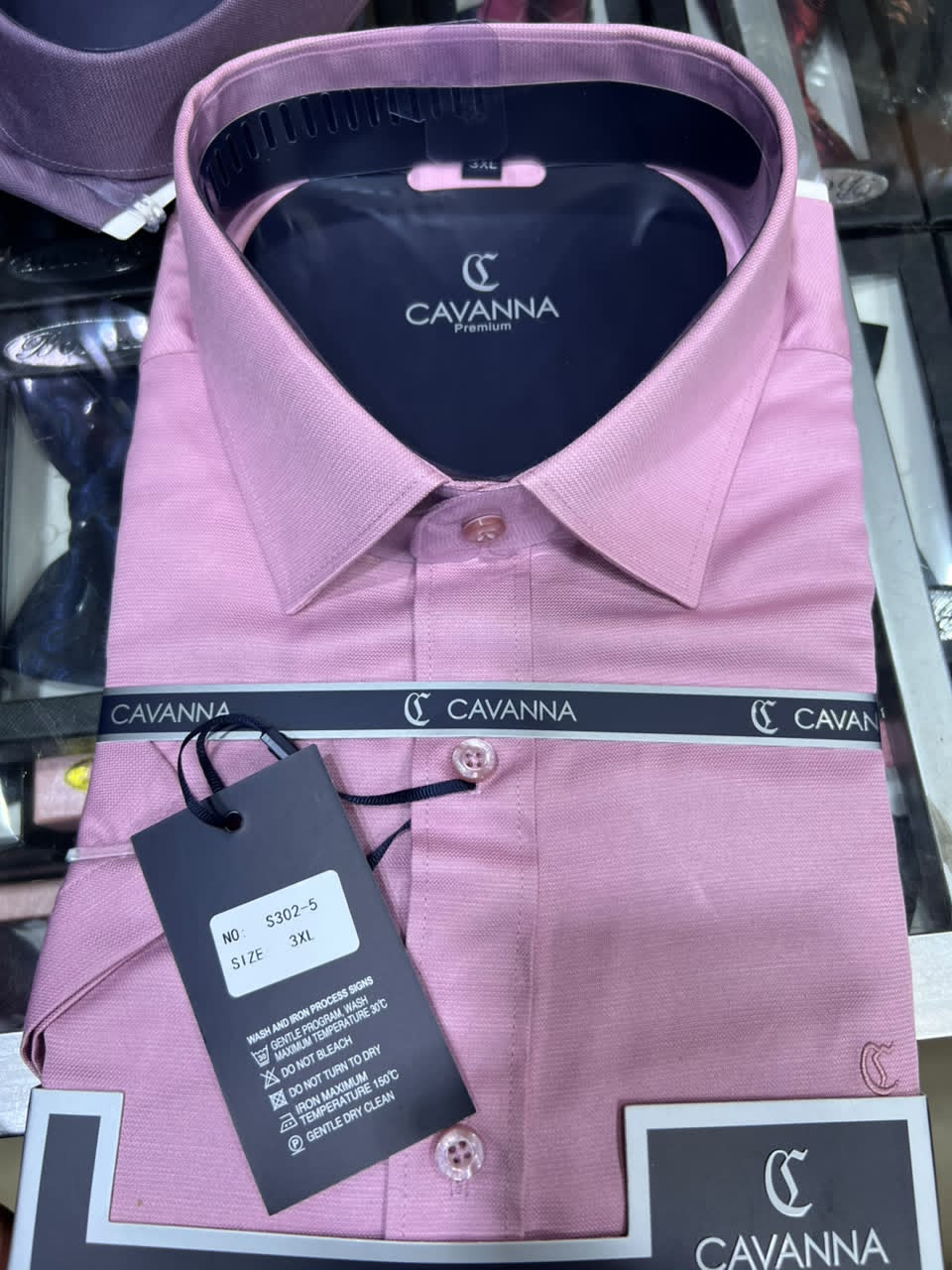 Cavanna Premium Men's Pink Short Sleeve Shirt