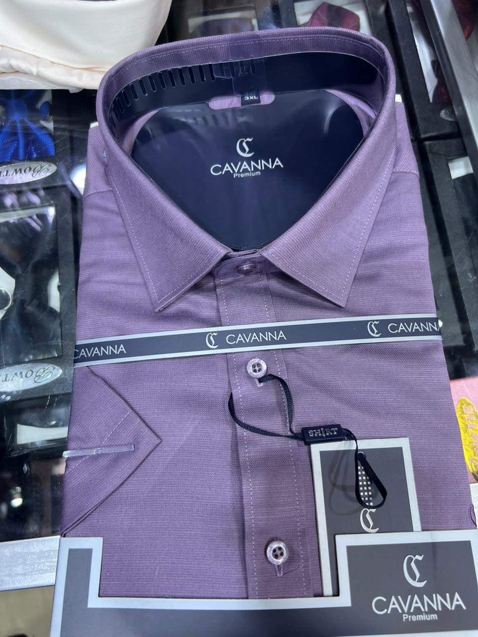 Cavanna Premium Men's Mauve Purple Short Sleeve Shirt