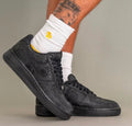 Black Snake-Skin Low-Top Sneakers