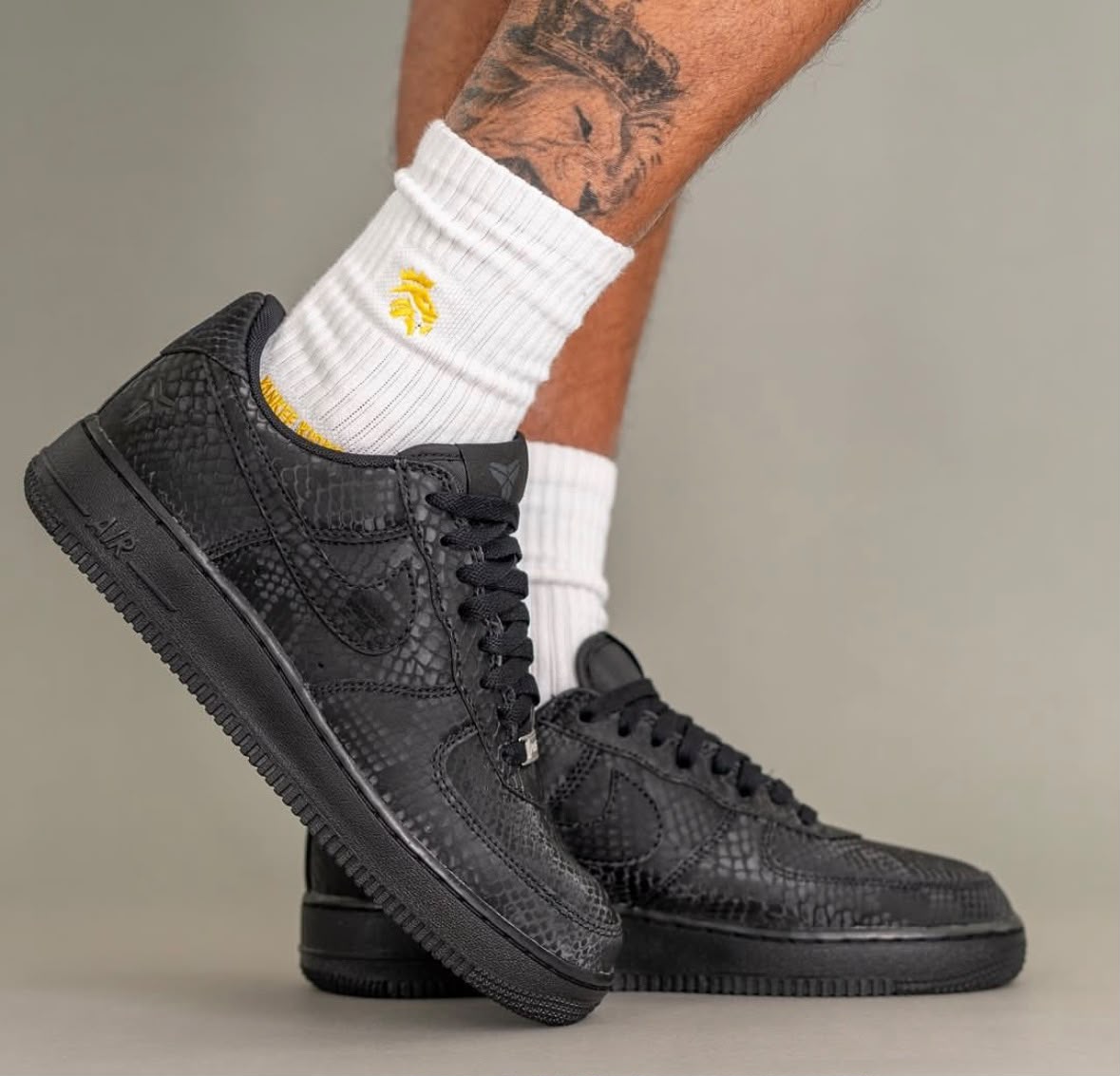 Black Snake-Skin Low-Top Sneakers