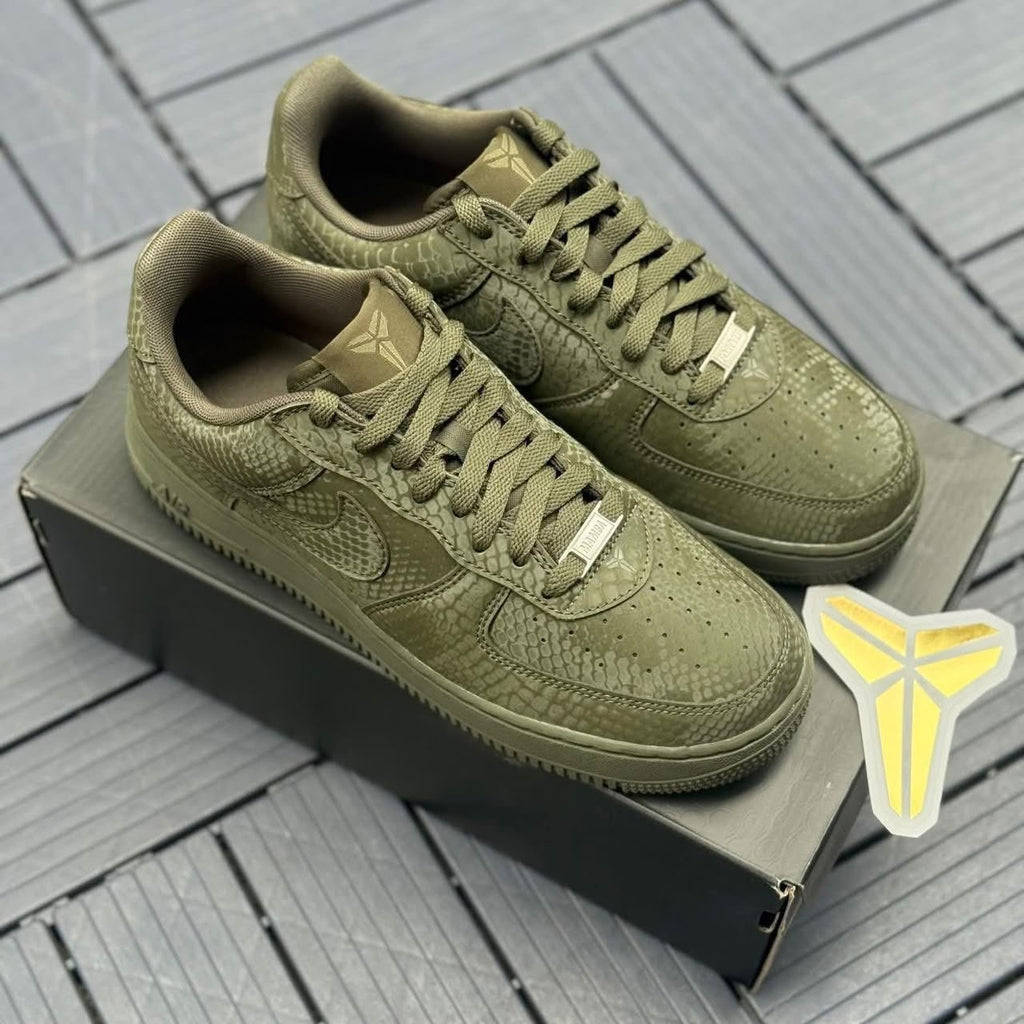 Olive Green Snake Embossed Sneakers