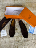 Tod's Dark Brown Suede Penny Loafers