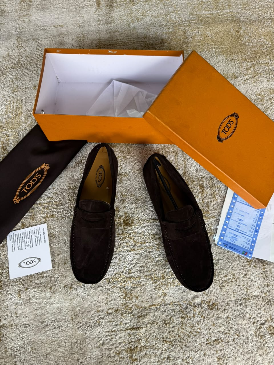 Tod's Dark Brown Suede Penny Loafers