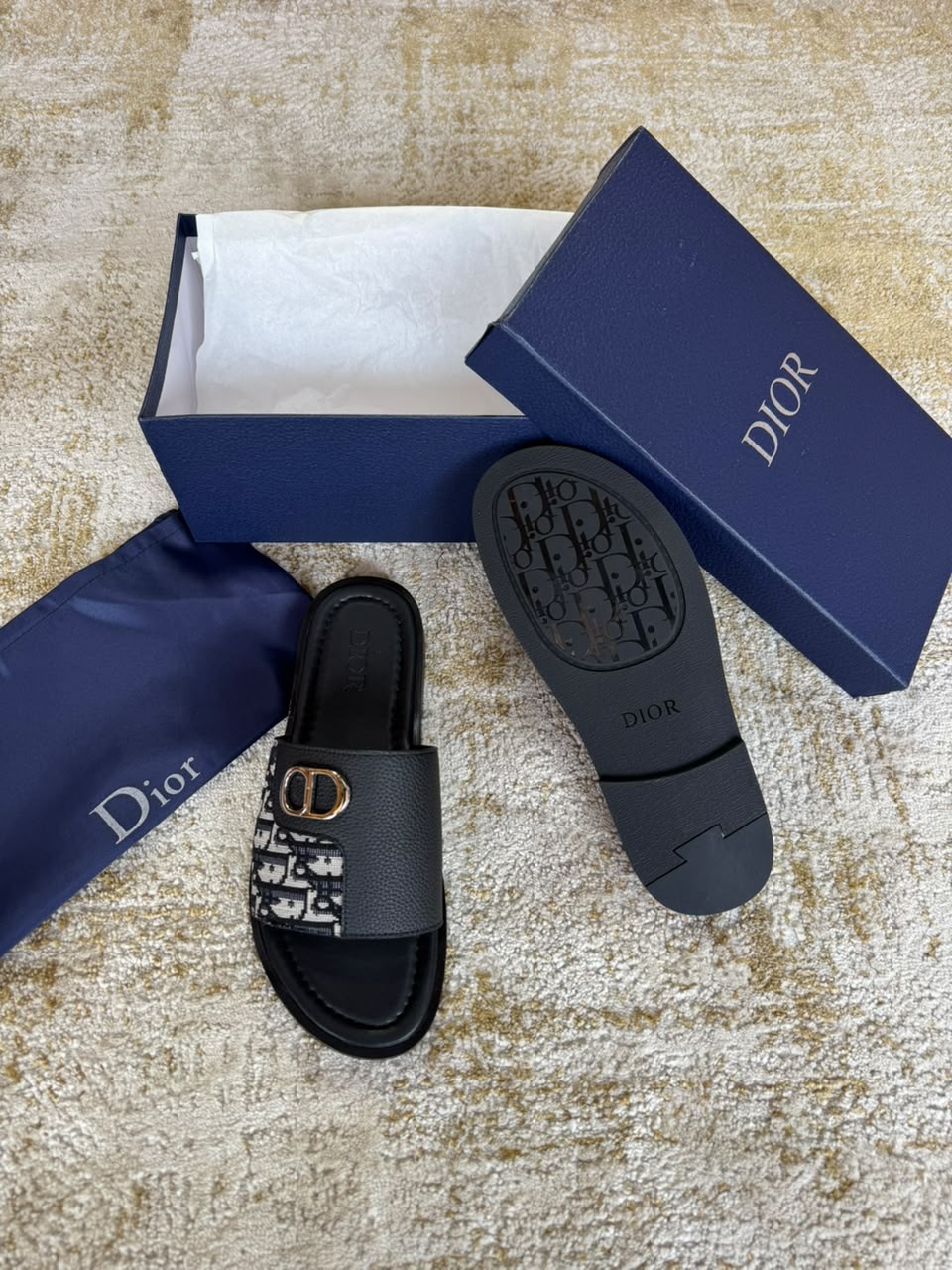 Dior Oblique Monogram Slide Sandals