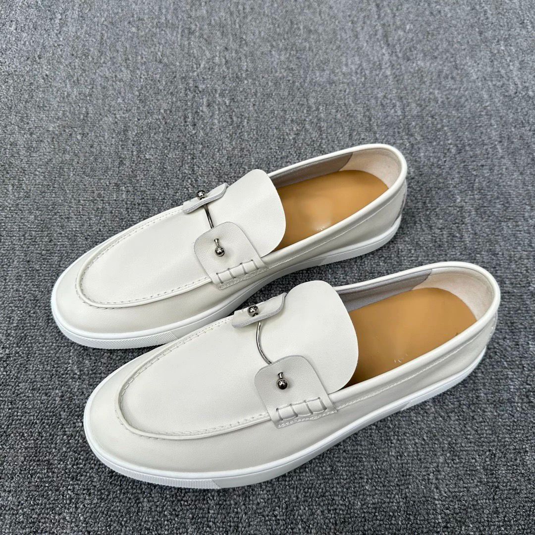 Loro Piana White Leather Slip-On Loafer
