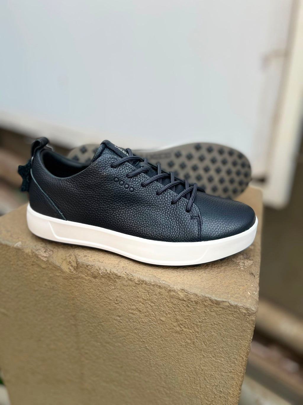 Navy Blue Pebbled Leather Low-Top Sneaker