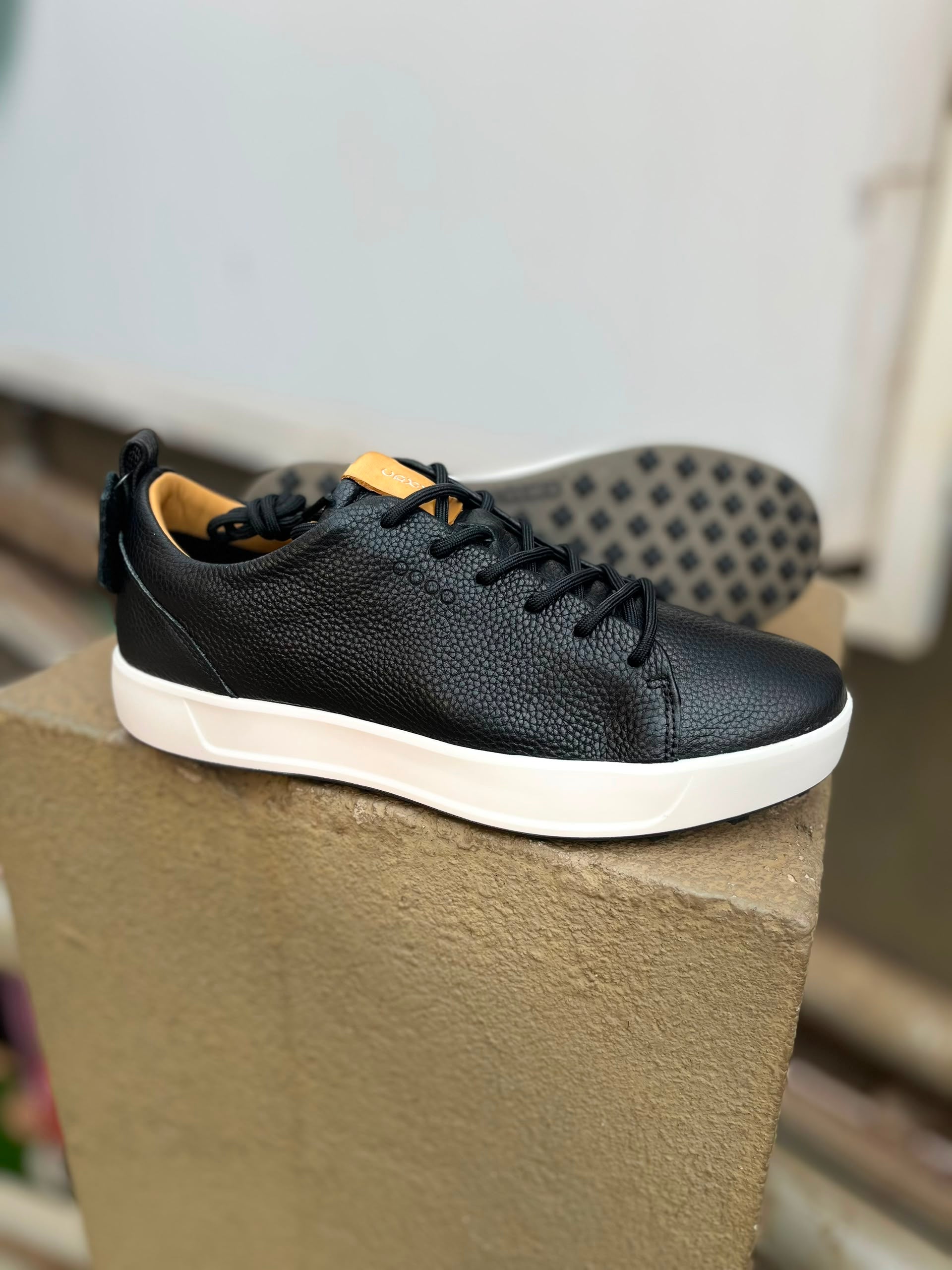 Black Pebbled Leather Low-Top Sneaker