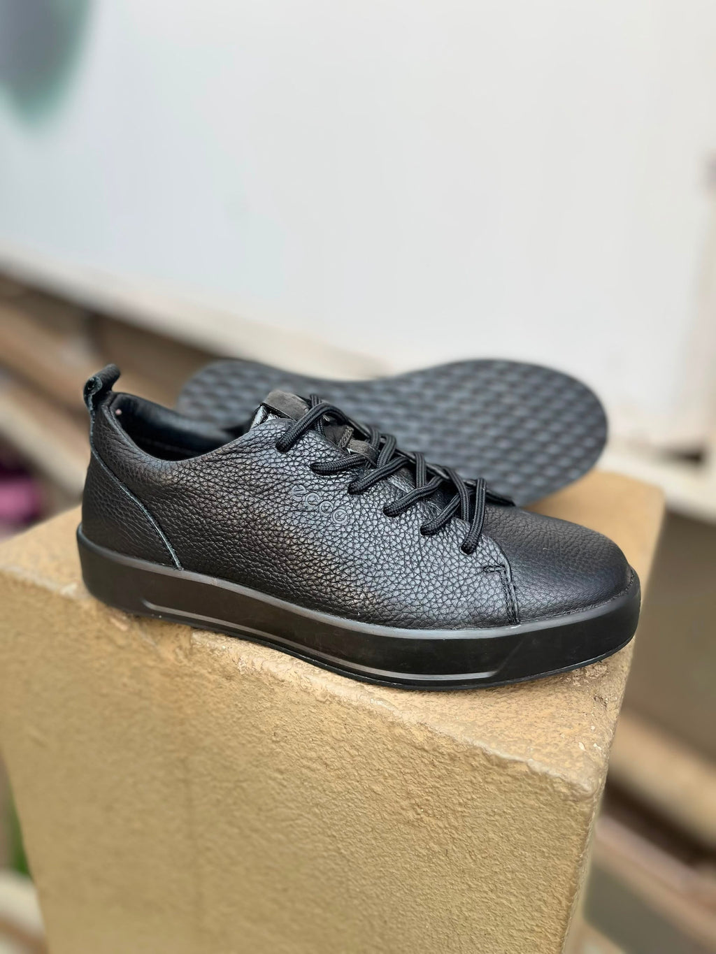 Triple Black Pebbled Leather Low-Top Sneaker