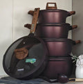 DONNOR Premium Burgundy Non-Stick Cookware Set with Frying Pan & Utensils