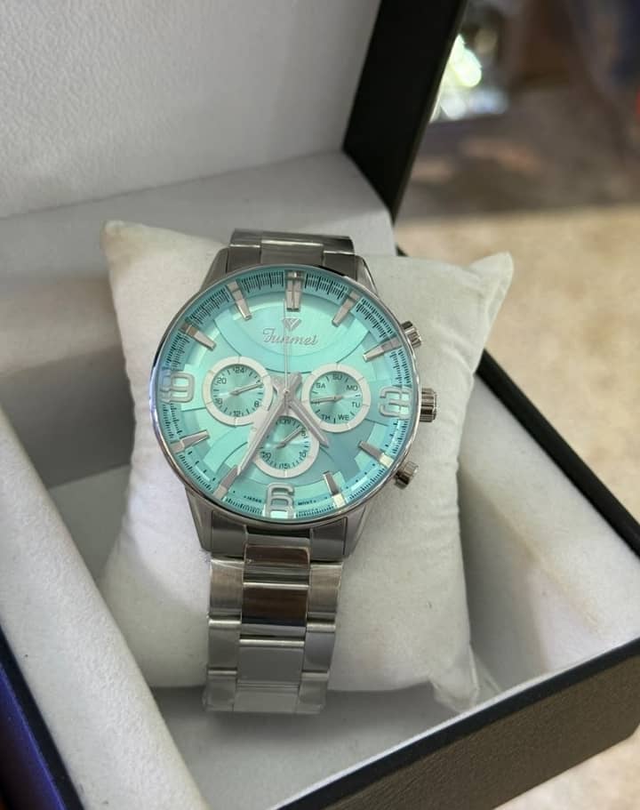 Junmei Chronograph Teal Dial Silver Watch