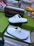 Gucci White Horsebit Mule Slide