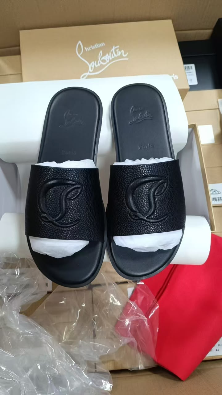 Christian Louboutin Black CL Logo Slide