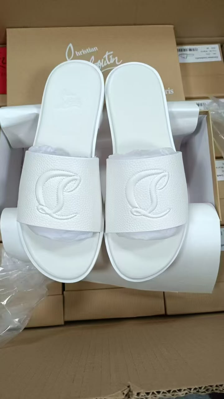 Christian Louboutin Black CL Logo Slide