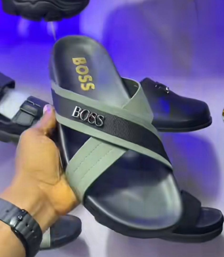 Hugo Boss Cross-Strap Slide Sandals