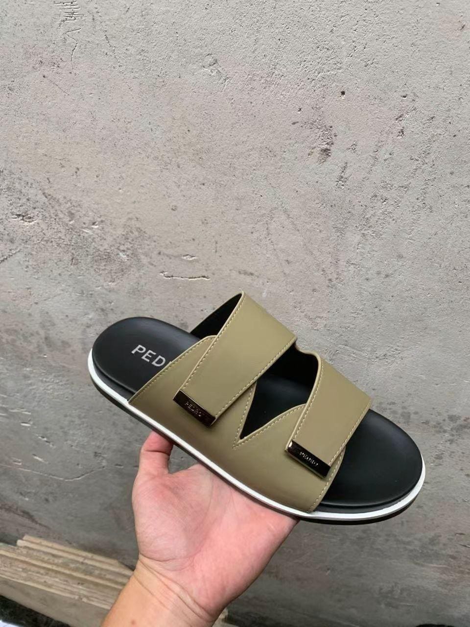 Prada Leather Cutout Slide Sandals