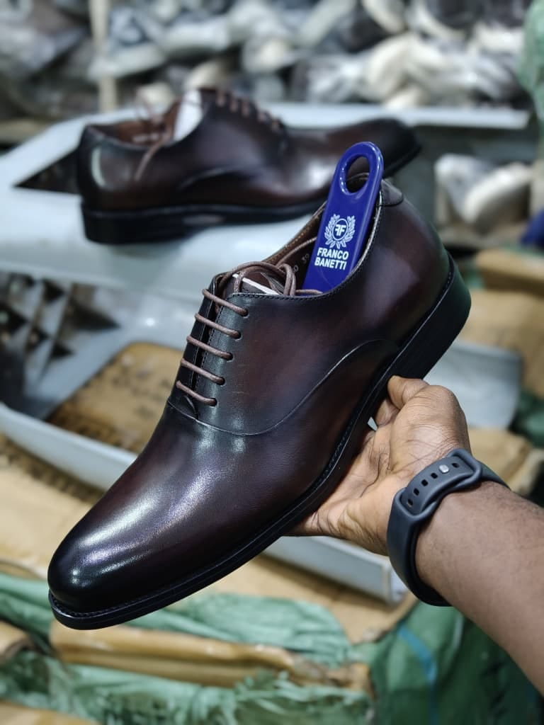 Franco Banetti Men's Dark Burgundy Wholecut Oxford