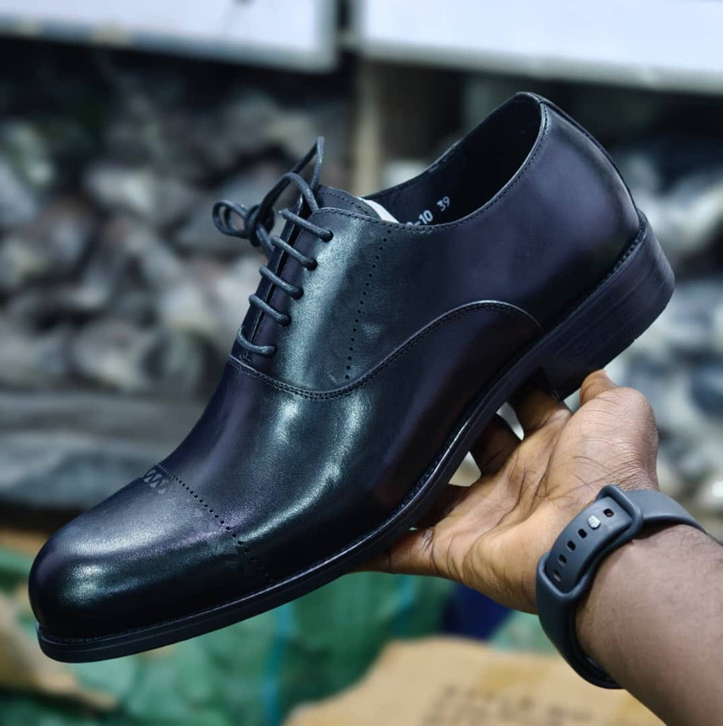 Men's Black Cap-Toe Oxford Dress Shoe