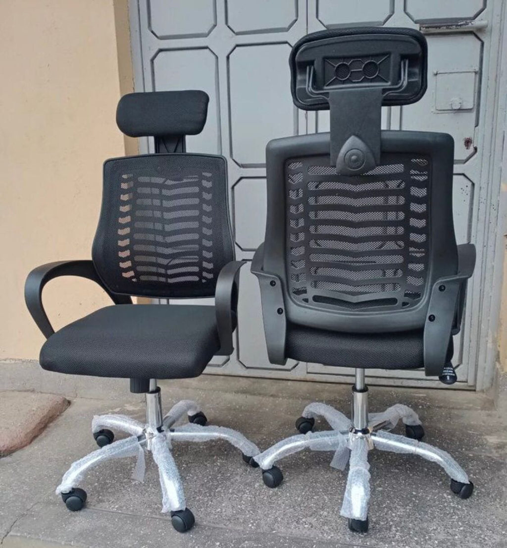 Black Mesh Office Chair with Headrest