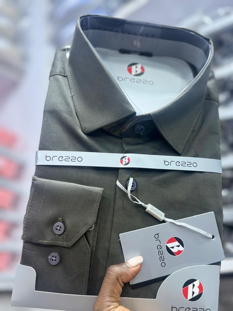 Men's Dark Olive Green Formal Dress Shirt – Brezzo