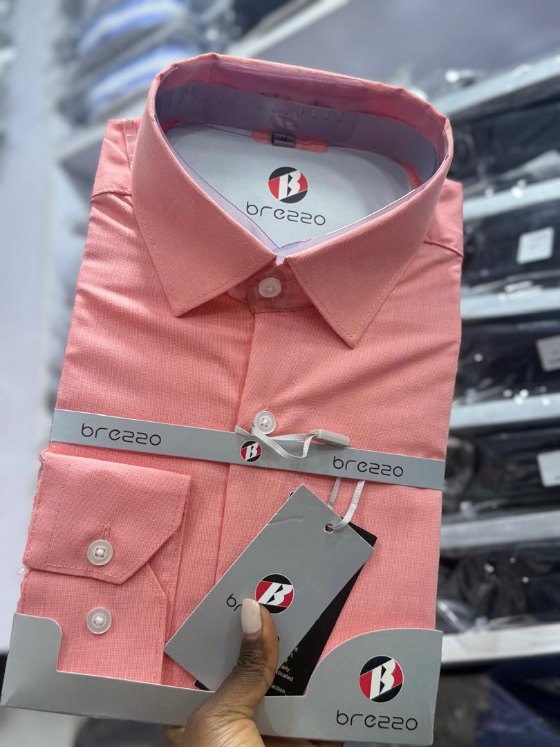 Men's Salmon Pink Formal Dress Shirt – Brezzo